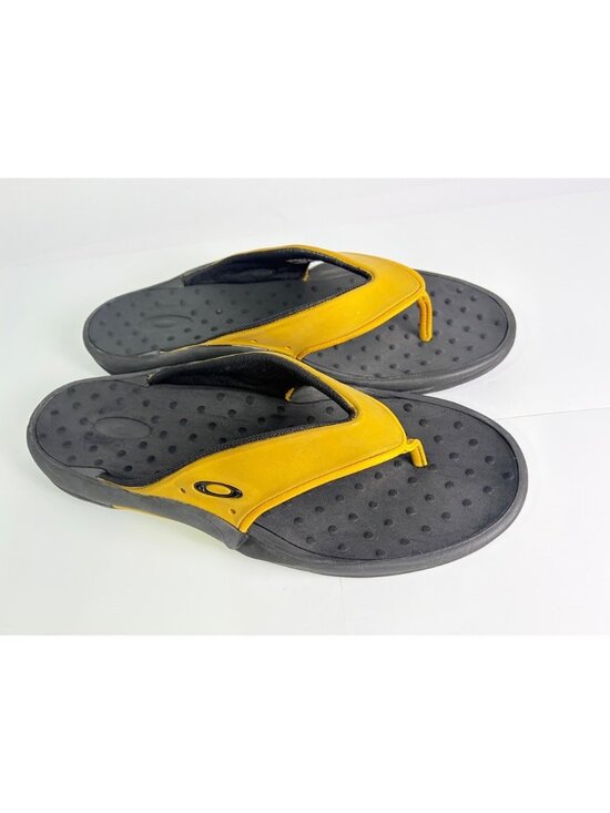 Men\'s Oakley Flip Flops Brown Yellow Size 11 Sandals Sport Slides main image 9